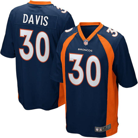 Mens Denver Broncos Terrell Davis Navy Blue Retired Player Game Jersey