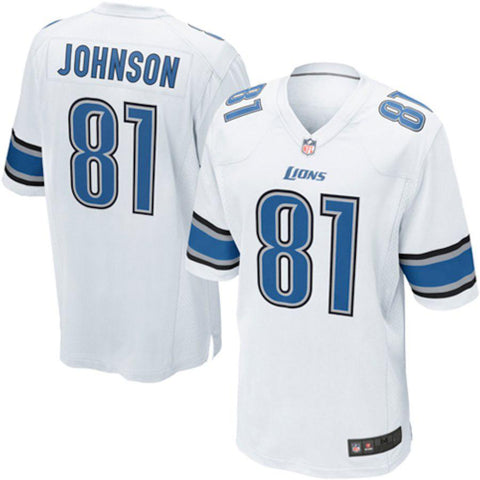 Mens Detroit Lions Calvin Johnson White Game Jersey