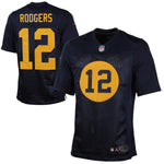 Mens Green Bay Packers Aaron Rodgers  Navy Blue Elite Jersey
