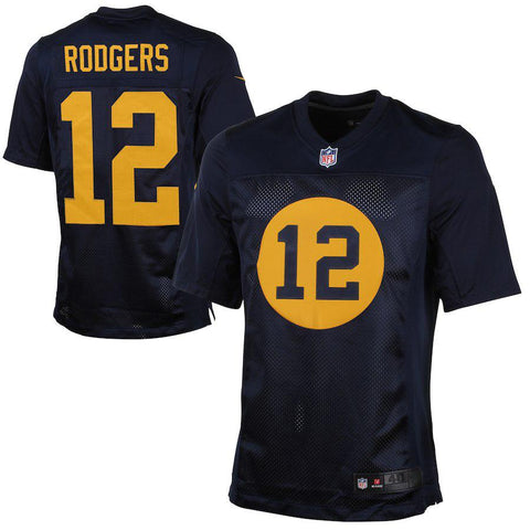 Mens Green Bay Packers Aaron Rodgers  Navy Blue Elite Jersey