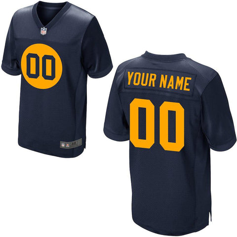 Mens Green Bay Packers Navy Blue Custom Elite Jersey
