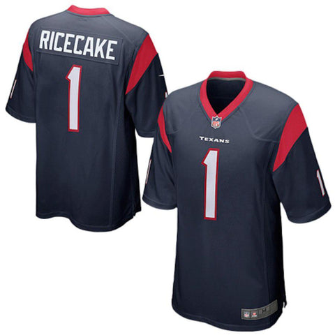 Mens Houston Texans Jerry Ricecake  Navy Blue Game Jersey