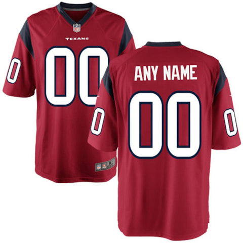 Mens Houston Texans Red Customized Alternate Game Jersey