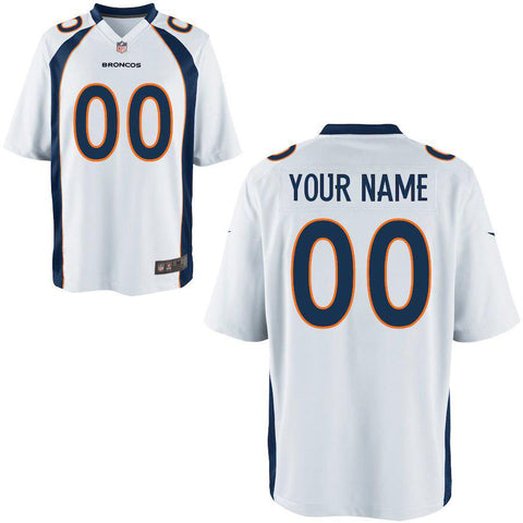 Men's Denver Broncos Customized Game White Jersey