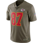 Men's Kansas City Chiefs Travis Kelce Olive Salute To Service Limited Jersey