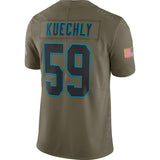 Men's Carolina Panthers Luke Kuechly Olive Salute To Service Limited Jersey