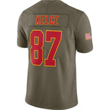 Men's Kansas City Chiefs Travis Kelce Olive Salute To Service Limited Jersey