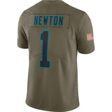 Men's Carolina Panthers Cam Newton Olive Salute To Service Limited Jersey