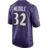 Men's Baltimore Ravens Eric Weddle Purple Game Jersey