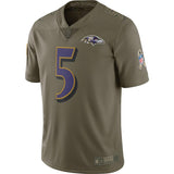 Men's Baltimore Ravens Joe Flacco Olive Salute to Service Limited Jersey