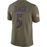 Men's Baltimore Ravens Joe Flacco Olive Salute to Service Limited Jersey