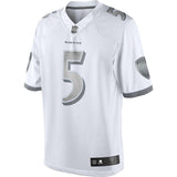 Men's Baltimore Ravens Joe Flacco White Platinum Limited Jersey