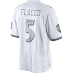 Men's Baltimore Ravens Joe Flacco White Platinum Limited Jersey