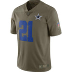 Men's Dallas Cowboys Ezekiel Elliott Olive Salute To Service Limited Jersey