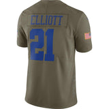 Men's Dallas Cowboys Ezekiel Elliott Olive Salute To Service Limited Jersey