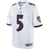 Mens Baltimore Ravens Joe Flacco White with all White Collar Limited Jersey