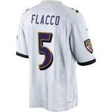 Mens Baltimore Ravens Joe Flacco White with all White Collar Limited Jersey