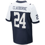 Mens Dallas Cowboys Morris Claiborne Navy Blue Elite Throwback Jersey