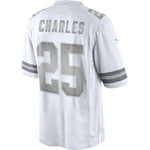 Men's Kansas City Chiefs Jamaal Charles  White Platinum Limited Jersey