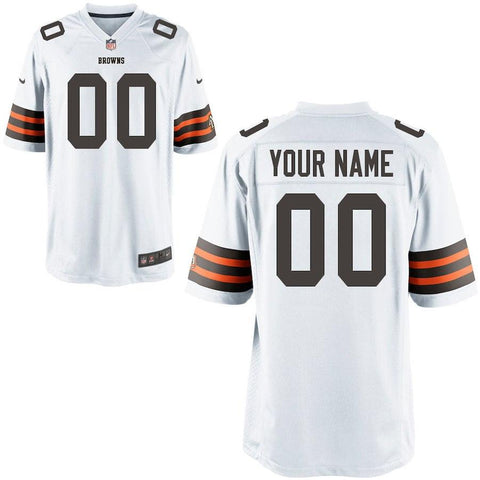 Men's Cleveland Browns Customized Game White Jersey