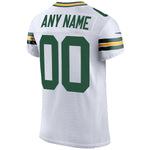 Men's Green Bay Packers White Classic Elite Custom Jersey