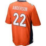 Mens Denver Broncos CJ Anderson Orange Game Jersey