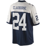 Mens Dallas Cowboys Morris Claiborne Navy Blue Throwback Limited Jersey