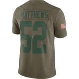 Men's Green Bay Packers Clay Matthews Olive Salute To Service Limited Jersey