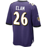 Mens Baltimore Ravens Matt Elam Purple Game Jersey