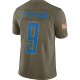 Men's Detroit Lions Matthew Stafford Olive Salute To Service Limited Jersey